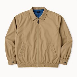 Chaps Men’s Tan Zip Jacket 4XB 4TF Big Tall Plaid Lined Lightweight Coat